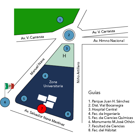 Mapa de Ubicación de la Fac. de Ciencias en Zona Universitaria